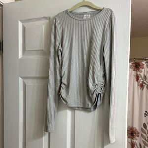 Abercrombie Kids Light Gray Ribbed Long Sleeve Top